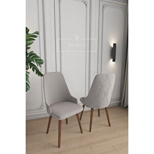 Luna Serisi, 80x132 Açılabilir Mdf Mutfak Ve Yemek Masası Takımı + 4 Adet Açık Gri Sandalye