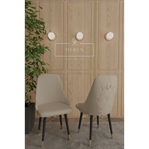 Zen Gold Babyface Kumaş 80x132 Açılabilir Mdf Masa Mutfak Salon Takımı 6 Adet Sandalye Kapi̇çi̇no