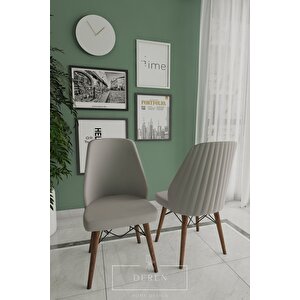 Mabel Serisi, 80x132 Mutfak Ve Salon Yemek Masası Takımı + 6 Adet Açık Gri Sandalye