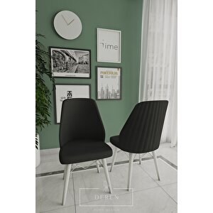 Mabel Serisi, 80x132 Mutfak Ve Salon Yemek Masası Takımı 4 Adet Siyah Sandalye