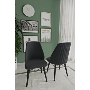 Alfa Serisi, 80x132 Açılabilir Mdf Yemek Masası Takımı 6 Adet Füme Sandalye