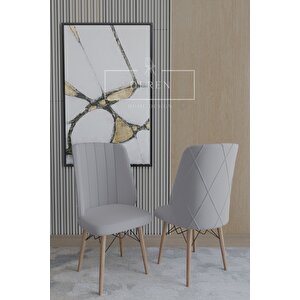 Arya Serisi 70x110 Sabit Masa +4 Açık Gri Sandalye Silinebilir Ithal Baby Face Kumaş Mutfak Takımı