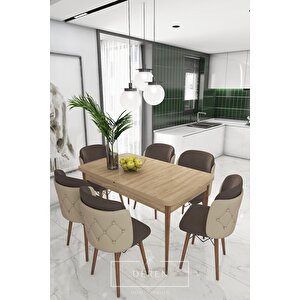 Anka Serisi, 80x132 Açılabilir Mdf Mutfak Ve Yemek Masası Takımı + 6 Adet Sandalye