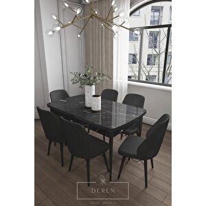 Mabel Serisi, 80x132 Mutfak Ve Salon Yemek Masası Takımı + 6 Adet Sandalye
