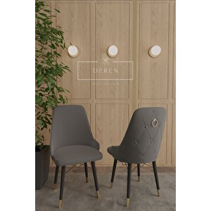 Zen Gold Serisibabyfacekumaş 80x132 Açılabilir Mdf Masa Mutfak Salon Takımı 6 Adet Sandalye Antrasi̇t