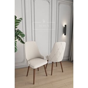 Prestij Serisi Mutfak Ve Salon Yemek Masası Takımı 6 Adet Krem Sandalye