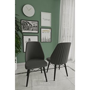 Mabel Serisi, 80x132 Mutfak Ve Salon Yemek Masası Takımı + 4 Adet Antrasit Sandalye