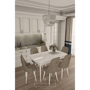 Fier Serisi Mutfak Ve Salon Yemek Masası Takımı + 6 Adet Kahve Sandalye