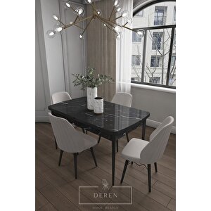 Mabel Serisi, 80x132 Mutfak Ve Salon Yemek Masası Takımı + 4 Adet Sandalye