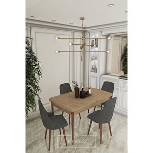 Luna Serisi, 80x132 Açılabilir Mdf Mutfak Ve Yemek Masası Takımı + 4 Adet Antrasit Sandalye