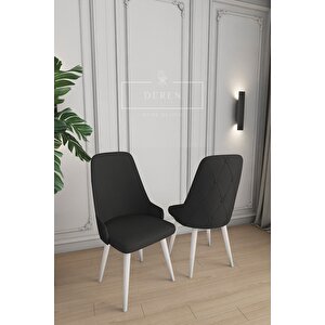 Luna Serisi, 80x132 Açılabilir Mdf Mutfak Ve Yemek Masası Takımı 6 Adet Siyah Sandalye