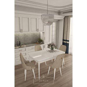Fier Serisi Mutfak Ve Salon Yemek Masası Takımı + 4 Adet Kapiçino Sandalye