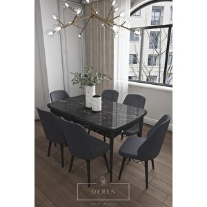 Mabel Serisi, 80x132 Mutfak Ve Salon Yemek Masası Takımı + 6 Adet Sandalye