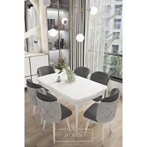 Anka Serisi, 80x132 Açılabilir Mdf Mutfak Ve Yemek Masası Takımı + 6 Adet Sandalye