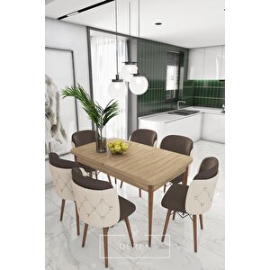 Anka Serisi, 80x132 Açılabilir Mdf Mutfak Ve Yemek Masası Takımı + 6 Adet Sandalye