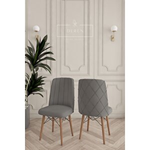 Astera Serisi Açılabilir Masa + 6 Adet Antrasit Baby Face Kumaş Mutfak Salon Yemek Odası Takımı