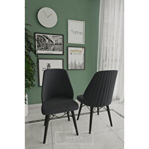 Mabel Serisi, 80x132 Mutfak Ve Salon Yemek Masası Takımı + 4 Adet Füme Sandalye