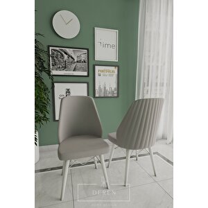 Alfa Serisi, 80x132 Açılabilir Mdf Mutfak Ve Yemek Masası Takımı 4 Adet Açık Gri Sandalye