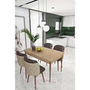 Novella Serisi, 80x132 Mutfak Ve Salon Yemek Masası Takımı (4 Adet Sandalyeli̇)
