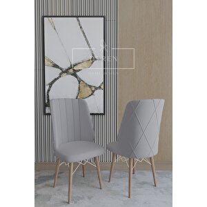 Arya Serisi 70x110 Sabit Masa +4 Açık Gri Sandalye Silinebilir Ithal Baby Face Kumaş Mutfak Takımı