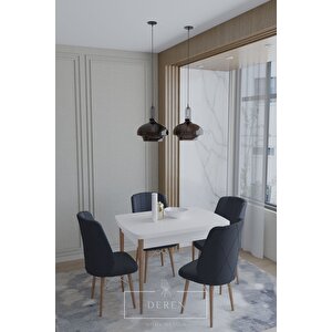 Arya Serisi 70x110 Sabit Masa +4 Füme Sandalye Silinebilir Ithal Baby Face Kumaş Mutfak Takımı