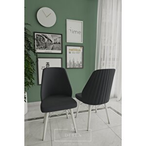 Mabel Serisi, 80x132 Mutfak Ve Salon Yemek Masası Takımı 4 Adet Füme Sandalye