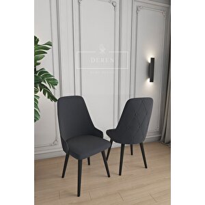 Luna Serisi, 80x132 Açılabilir Mdf Mutfak Ve Yemek Masası Takımı 6 Adet Füme Sandalye