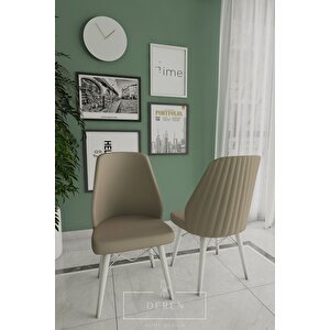 Alfa Serisi, 80x132 Açılabilir Mdf Mutfak Ve Yemek Masası Takımı 4 Adet Cappucino Sandalye