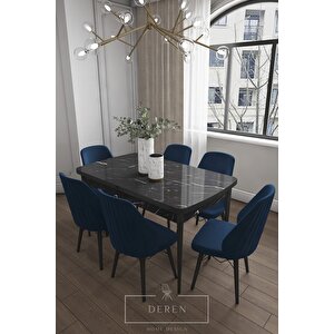 Mabel Serisi, 80x132 Mutfak Ve Salon Yemek Masası Takımı + 6 Adet Sandalye