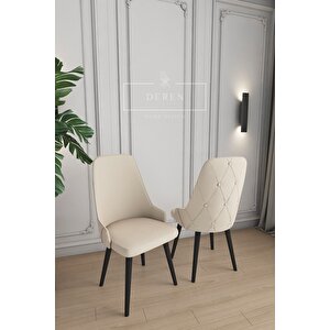 Luna Serisi, 80x132 Açılabilir Mdf Mutfak Ve Yemek Masası Takımı 6 Adet Açık Bej Sandalye