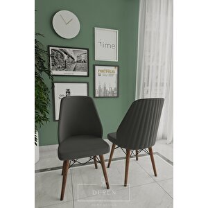 Alfa Serisi, 80x132 Açılabilir Mdf Yemek Masası Takımı 6 Adet Antrasit Sandalye
