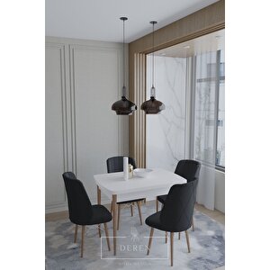Arya Serisi 70x110 Sabit Masa +4 Siyah Sandalye Silinebilir Ithal Baby Face Kumaş Mutfak Takımı