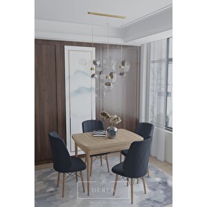Arya Serisi 70x110 Sabit Masa +4 Füme Sandalye Silinebilir Ithal Baby Face Kumaş Mutfak Takımı