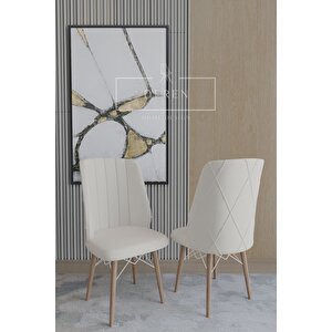 Arya Serisi 70x110 Sabit Masa +4 Krem Sandalye Silinebilir Ithal Baby Face Kumaş Mutfak Takımı