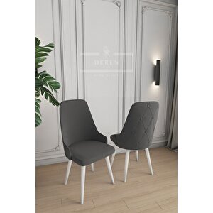 Luna Serisi, 80x132 Açılabilir Mdf Mutfak Ve Yemek Masası Takımı + 4 Adet Antrasit Sandalye