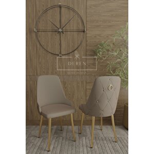 Nef Serisi Lak Panel Mdf Antrasit Renk Masa 83x164 Gold Ayak Masa Takımı 6 Adet Kapiçino Sandalye