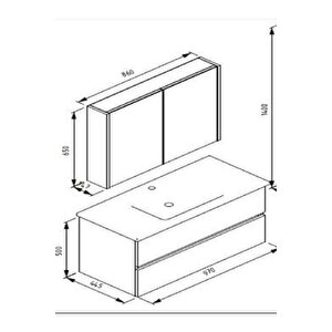 Trio+ Banyo Dolabı 100 Cm Çift Çekmeceli Alt Üst Modül