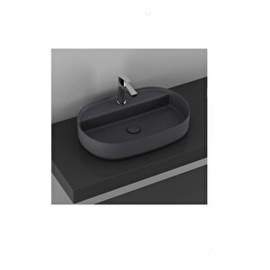 Infinity Batarya Delikli Tezgah Üstü Lavabo 60 Cm Antrasit Extra 10nf65060