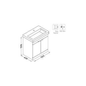 Isvea Neo  Lavabo Dolabı Gri 60 Cm