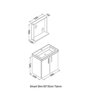 Slim Smart 60x35 Cm Beyaz Banyo Dolabı