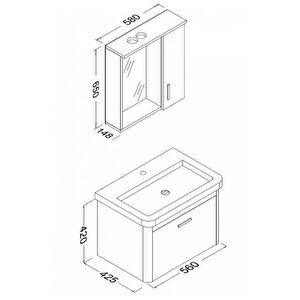 Note Smart 60 Cm Banyo Dolabı - Beyaz