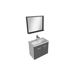Rubino Banyo Dolabı Beyaz - Antrasit 60 Cm