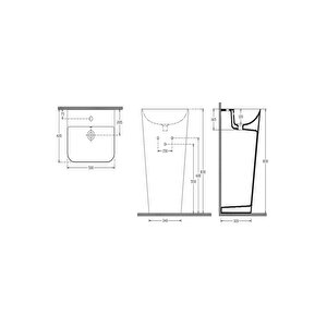 Sott Aqua Monoblok Lavabo -beyaz 50x42x84