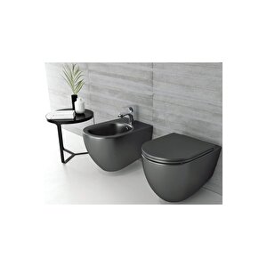 Isvea Infinity Clearim Plus Mat Siyah Asma Klozet Ve Soft Kapak