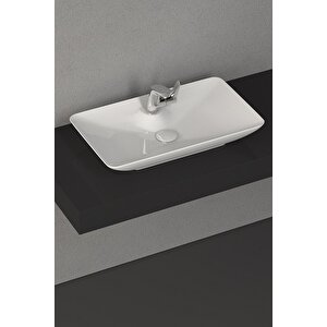 Sistemay Clear Tezgah Üstü Beyaz Lavabo 65x39 Cm