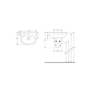45 Cm Lavabo Ve Yarım Ayak