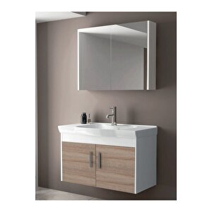 Gama 90 Cm Banyo Dolabı, Sonoma Meşe/beyaz