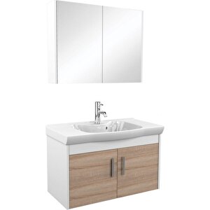 Gama 90 Cm Banyo Dolabı, Sonoma Meşe/beyaz