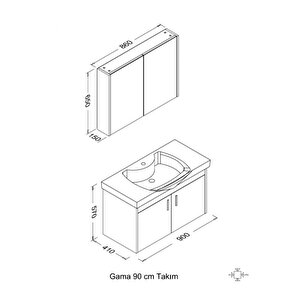 Gama 90 Cm Banyo Dolabı, Sonoma Meşe/beyaz