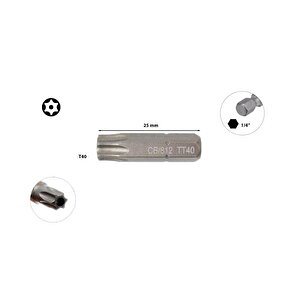 T40 X 25 Mm Delikli Torx Bits Uç Cb/812t